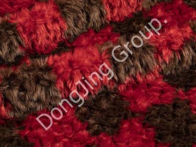 8HW0119-kahverengi kırmızı fırça çiçek faux fur fabric