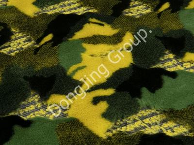 9HW0195-Beş renkli jakarlı yeşil krep faux fur fabric
