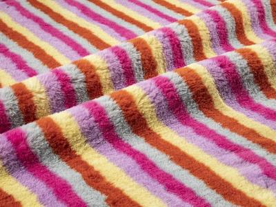 9T1382-renkli şerit kumaş faux fur fabric