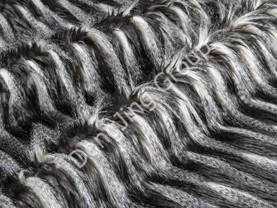 9W0741-Gri pirinç çubuk baskı şeridi faux fur fabric
