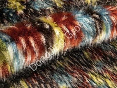9W0926-Mitica yeşil beş renkli jakarlı saç ipuçları faux fur fabric