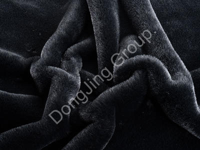 2X3KT0011-Siyah tavşan kılı faux fur fabric