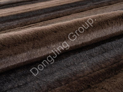 3T2176-Kahverengi şeritli pres fırçası faux fur fabric