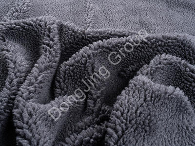 3PZ2034-Siyah gri yuvarlanan top kumaş faux fur fabric