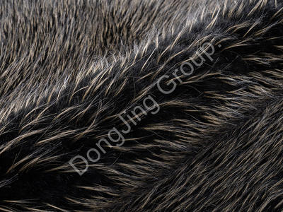 3KD2018-Heiti bej boyalı siyah uç faux fur fabric